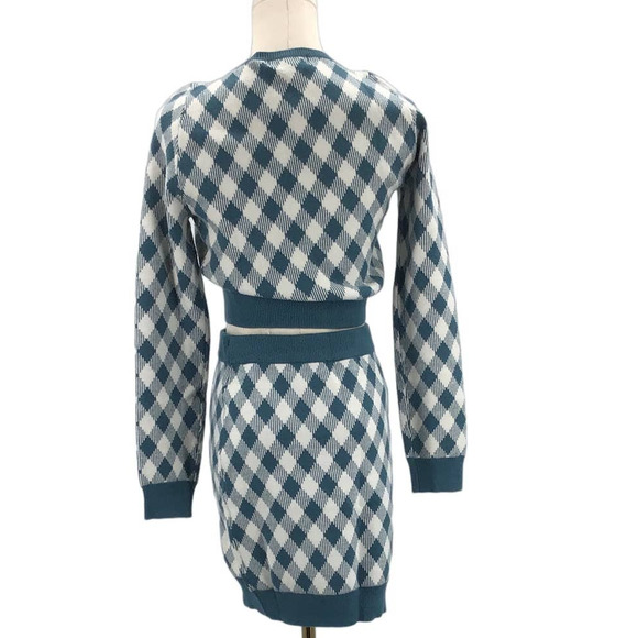 Unique Vintage Blue and White Argyle Mini Skirt - Picture 2 of 10